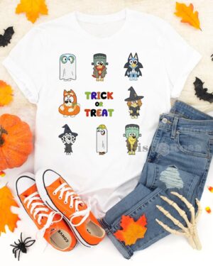 Bluey Friends Trick Or Treat Halloween – Kids Shirt