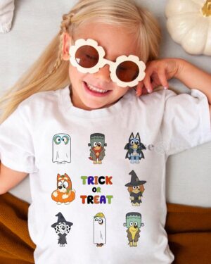 Bluey Friends Trick Or Treat Halloween – Kids Shirt