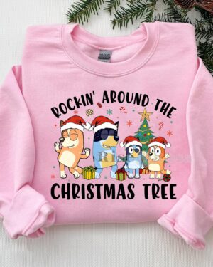 Bluey Rockin’ Around The Christmas Tree – Kids SweatShirt