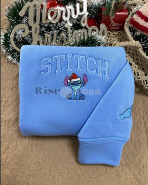 Stitch & Angel Christmas – Embroidered Sweatshirt