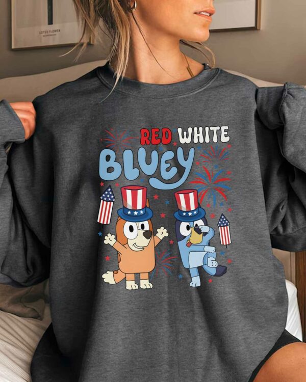 Bluey Red White 2 – Sweatshirt, Tshirt, Hoodie