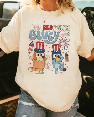 Bluey Red White 2 – Sweatshirt, Tshirt, Hoodie