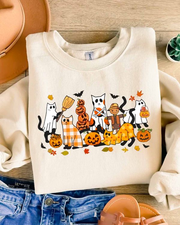 Ghost Cat Halloween – Sweatshirt, Tshirt, Hoodie